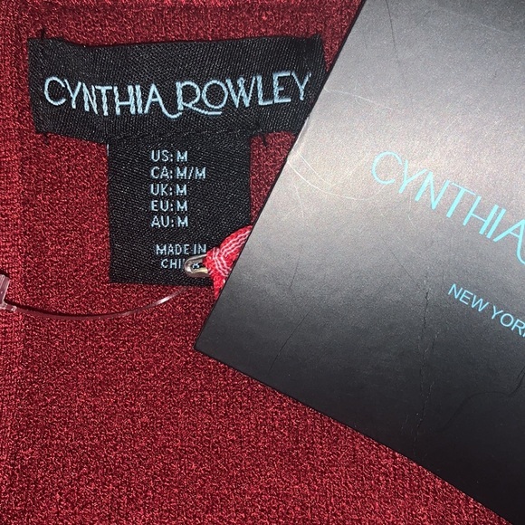 Cynthia Rowley size M burgundy w orange cuffs zip up A-line 3/4 sleeve sweater - Picture 11 of 14